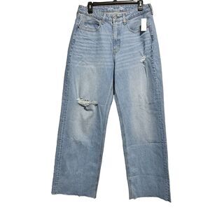 Old Navy Jeans Womens 12 Light Wash Extra High Rise Sky Hi Wide Leg Stretch NWT